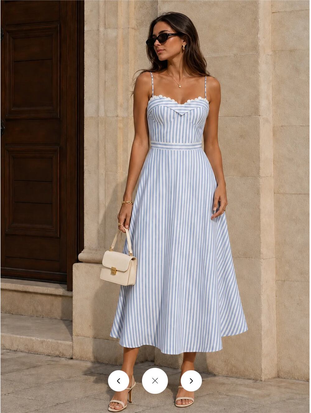 NWT Commense Lace Trim Striped Bustier Slip Dress Sz L